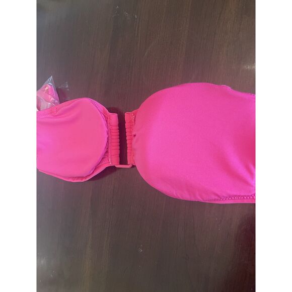 NWT VIctoria's Secret Swim Bikini Top MEDIUM Hot Pink Bandeau Attachable Strap - Picture 11 of 11